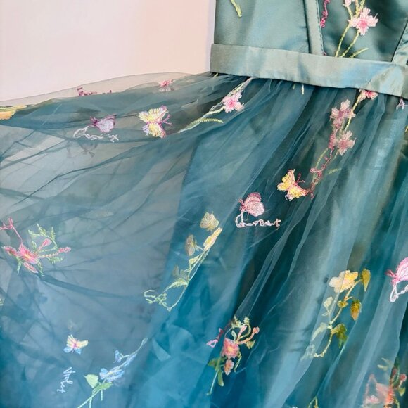 NWT Flower Embroidery Tulle Prom Dresses Tea Length - Picture 8 of 10